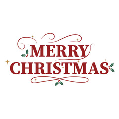 Elegant Merry Christmas Calligraphy and Text Graphic