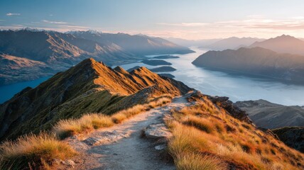 Roys peak mountain hike with panoramic views over wanaka and lake wanaka in new zealand, showcasing scenic trails, alpine peaks, and vibrant outdoor adventure landscapes for travel and tourism enthusi