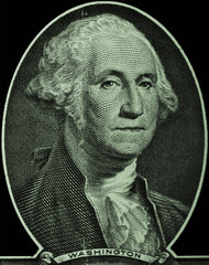 US president George Washington face portrait on the USA one dollar note