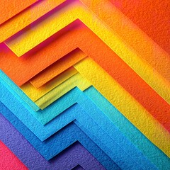 Colorful felt fabric sheets stacked to form a vibrant rainbow pattern