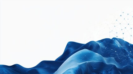 digital abstract representation of flowing blue waves with geometric connections, conveying a sense of movement and technology.