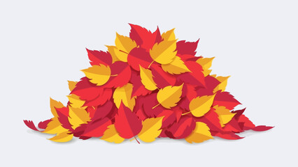 A vibrant pile of fallen autumn leaves in shades of red and yellow, symbolizing the changing seasons.
