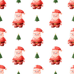 Cute Watercolor Christmas Seamless Pattern