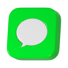 3d rendering icon message in green square button