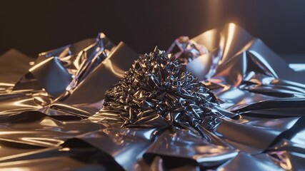 Abstract crumpled metallic foil with warm and cool light reflections - Powered by Adobe