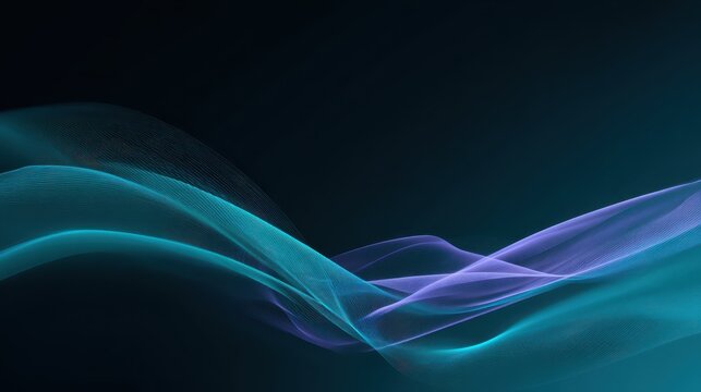 Dynamic blue and purple wave on dark background striking abstract fluid art features deep blue and purple hues