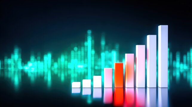 Red and white bar chart illustrates statistical data visual representation of data displayed in bar format - Powered by Adobe
