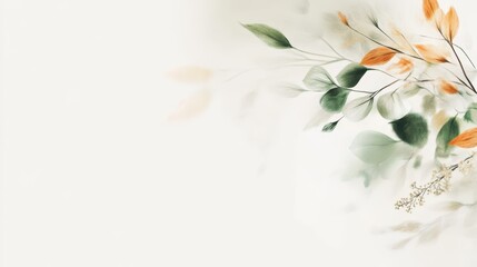 Obraz premium Orange and green foliage against clean white backdrop seasonal leaves display rich colors on simple backdrop