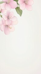 Fototapeta premium Pink flowers bloom vibrantly on pristine white background delicate pink blossoms beautifully arranged on plain white
