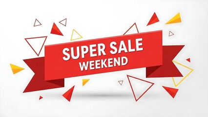 Grab fantastic deals this Super Sale Weekend event in bold red banner geometric shapes