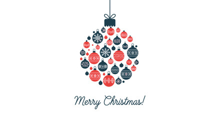 Festive Christmas ornament design composed of smaller baubles, with a seasonal greeting, perfect for holiday-themed projects.