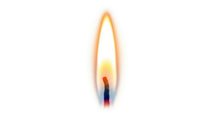 Bright candle flame PNG isolated on transparent background, warm light source for celebration and religious events