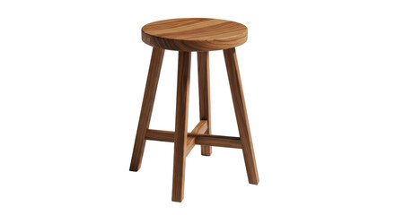 Round wooden stool isolated PNG on transparent background, minimalist furniture with three legs for home decor and seating