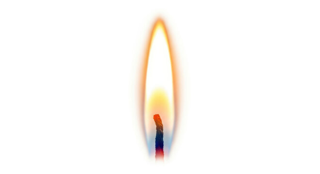 Bright candle flame PNG isolated on transparent background, warm light source for celebration and religious events