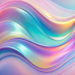 Obraz premium Pastel Gradient Flowing Metallic Silk Waves
