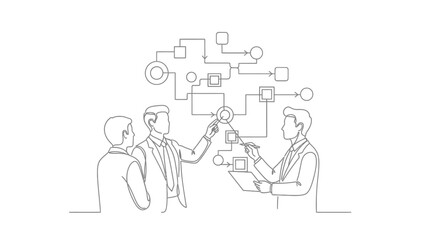 Minimalist Line-Art Corporate Business Activity Illustration