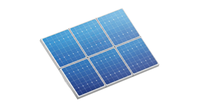 Solar panels array showcasing renewable energy technology and sustainable power generation for environmental solutions on transparent background