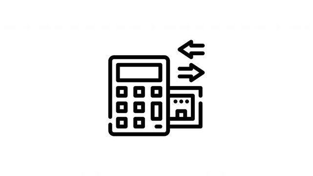 Calculator, credit card machine, arrows outline for financial analysis visuals. Perfect for presentations, reports, and infographics needing financial elements.
