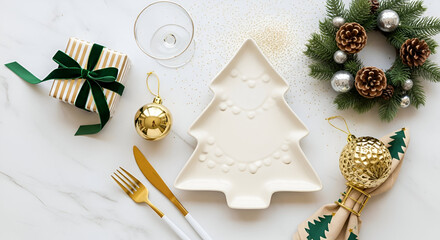 christmas table setting with decoration