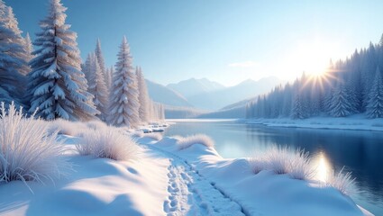 Winter Serenity at the Frozen Valley Lake