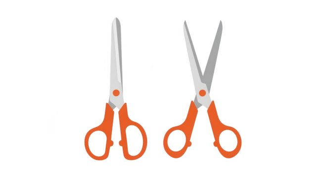 Open And Closed Orange Scissors Vector Illustration