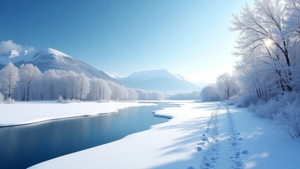 Winter Serenity at the Frozen Valley Lake