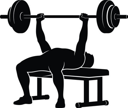 Silhouette of a man performing a bench-press exercise