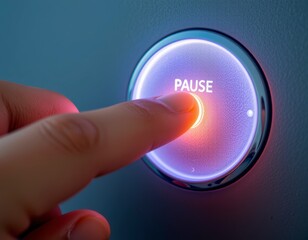 Pressing the Pause Button with Soft Purple Glow