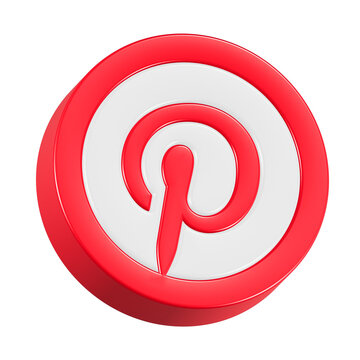 3d rendering icon Pinterest in red color 