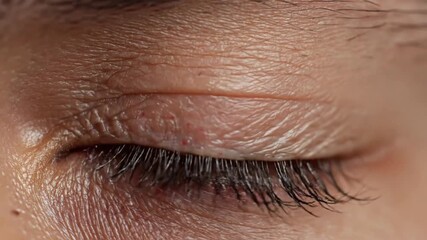 Close up of human eye with futuristic augmented reality interface displaying green code on the iris - Powered by Adobe