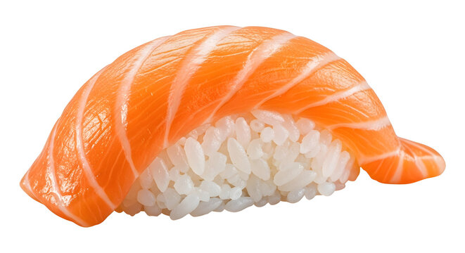Fresh salmon nigiri sushi isolated on white background - Powered by Adobe
