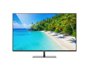 TV with tropical beach scene isolated cutout PNG