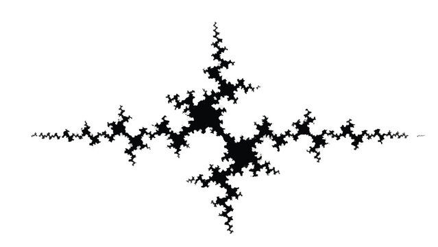 Intricate black fractal pattern on a clean white background, showcasing complex geometric beauty.