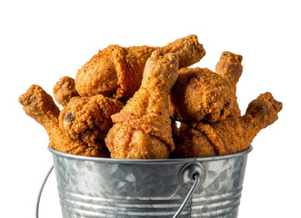 Bucket of fried chicken isolated cutout PNG