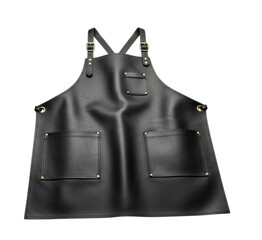 Black leather apron with pockets cutout PNG