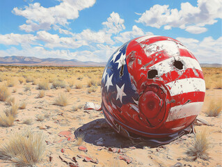 red ball in the desert