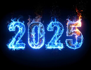 Digit-shaped flames representing the year 2025
