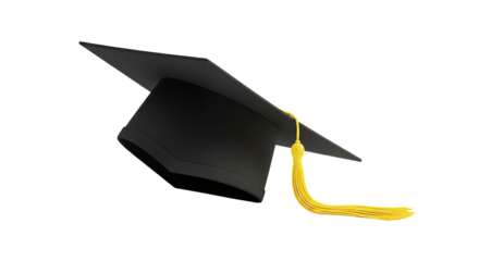 Elegant graduation cap with gold tassel against a symbolizes academic achievement and celebration of educational milestones on transparent background