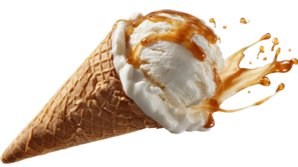 Closeup of a delicious sweet chocolate ice cream dessert snack on a white background