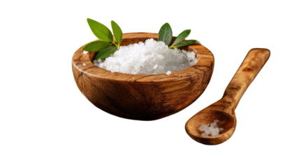 Coconut milk and rice are healthy, natural food ingredients in a wooden bowl with a white spoon