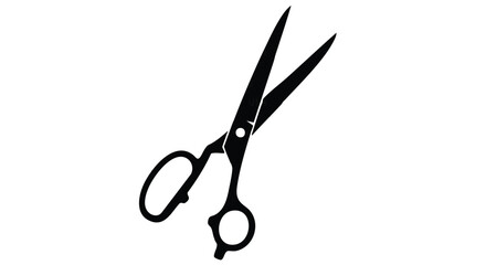 Classic open scissors isolated on white background in black silhouette style ready for creative design and professional cut services ideal for beauty salons
