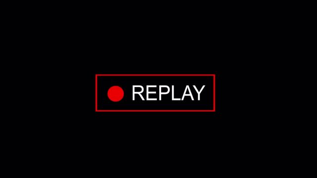 Replay sign icon, replay text animation on a white background. Replay Animation.