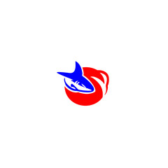 Obraz premium A dynamic shark logo in a sleek sliding motion, artistically forming an alphabet letter. Perfect for sports teams, water brands, mascots, marine themes, and strong, energetic visual identities.