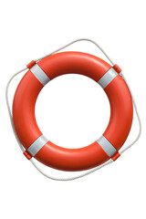 Orange life preserver with rope isolated on transparent background