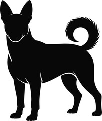 Dog Silhouette Vector Illustration  Black Pet Outline, Standing Dog Graphic for Logo, Print & Design