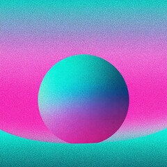 Abstract gradient sphere with grainy texture on colorful background design