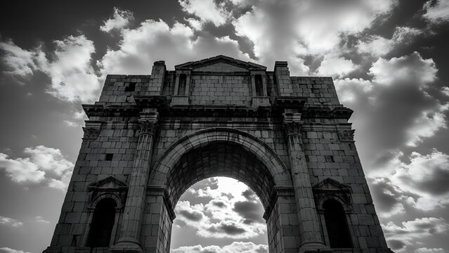 Ancient Roman Arch Tyre Dramatic Sunset Sky