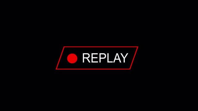 Replay Text Animation On black Background. 4k Video motion graphic
