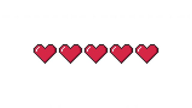 Animated heart progress bar displaying alternating filled and unfilled states across a smooth continuous motion path representing balanced emotional activity prores alpha channel 4k 60fps