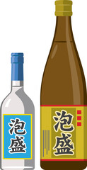一升瓶泡盛と三合瓶泡盛のイメージイラスト